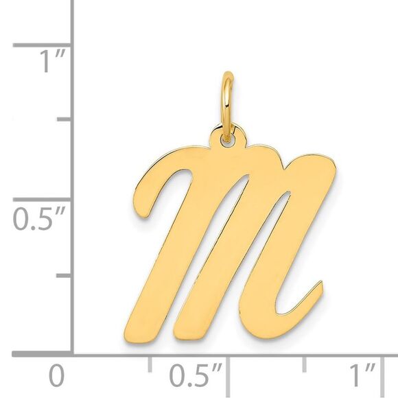 14k Yellow Gold Madison Collection LG Classic Script Initial M Pendant - Picture 4 of 5